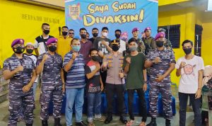 Vaksinasi Serentak Yonif 8 Mar Harimau Putih Bersama Polres Langkat