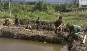Satgas Kodim Yalimo Yonif RK 751/VJS Sulap Lahan Kosong Menjadi Kolam Ikan (V24/AL)