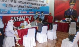 Vaksin Tahap III Bagi Masyarakat, Rutan 1 Medan Kanwil Kemenkumham Sumut Percepat Vaksinasi, Jumat (04/02/22), (V24/AL)