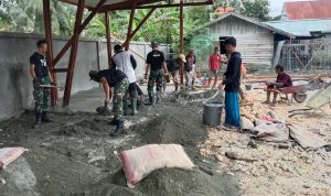 Jelang Bulan Puasa, Satgas Pamtas RI-PNG Yonif 711/Raksatama Bantu Karya Bakti