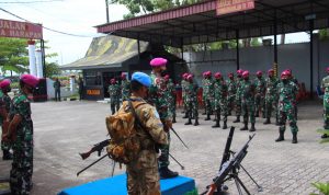 Penyambutan Dipimpin Danyonmarhanlan IV dan Diramaikan Dengan Senapan Mesin, Walaupun Bukan MG42, Senin (21/03/2022), (V24/AL)