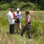 Babinsa Berbincang Dengan Warga Mengenai Ukuran Irigasi, Sabtu (02/04/2022), (V24/AL)