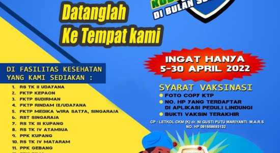 Kodam IX/Udayana Menggelar Kegiatan Vaksinasi, Selasa (05/04/2022), (V24/AL)