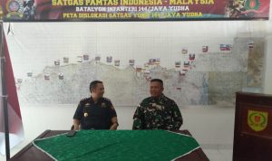 Kedatangan KPPBC TMP C ke Pos Kotis Satgas Dalam Rangka Silahturahmi, Kamis (20/04/2022), (Foto: V24/AL)