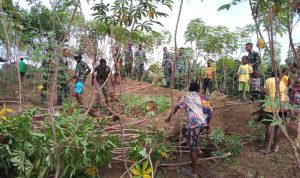 Pos KM 140 Bersama Masyarakat Panen Singkong di Kampung Monggoefi, Selasa (17/05/2022), (Foto: V24/AL)