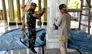 pembangunan masjid Babussalam telah mencapai tahap akhir , Senin (30/05/2022), (Foto: V24/AL)